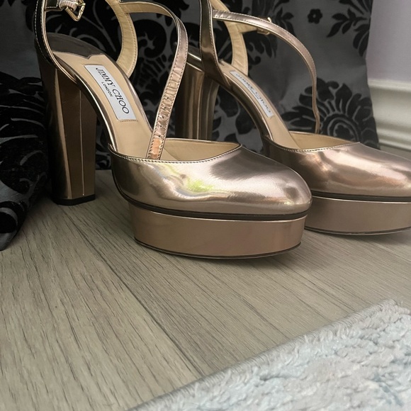 Maple 125 Ballet Pink Liquid Mirror Leather Platform Pumps.jimmy Choo!size 40 - Picture 7 of 9